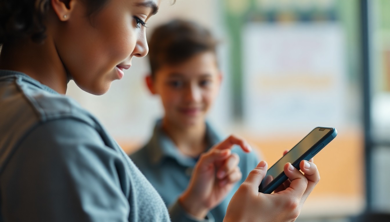 청년이 스마트폰으로 복지 앱을 확인하는 모습