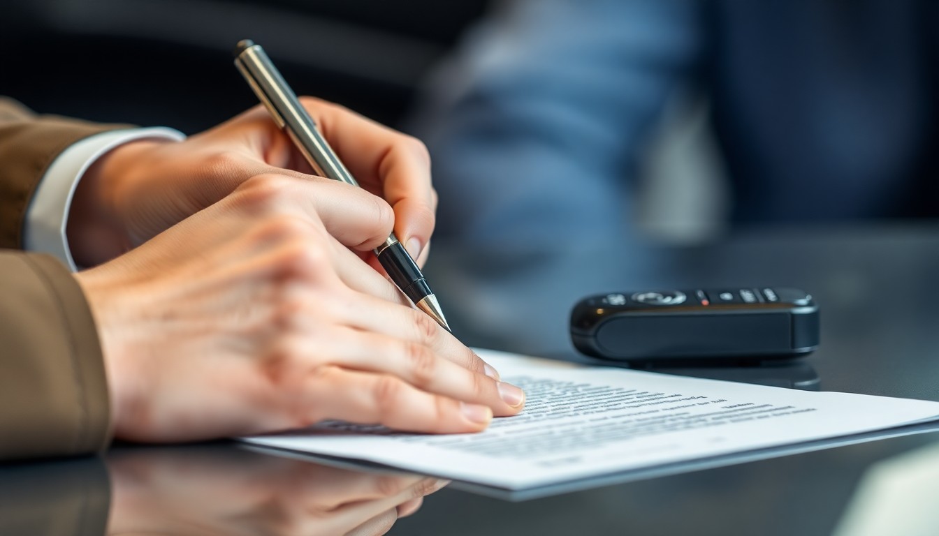 자동차 키와 계약서 서류