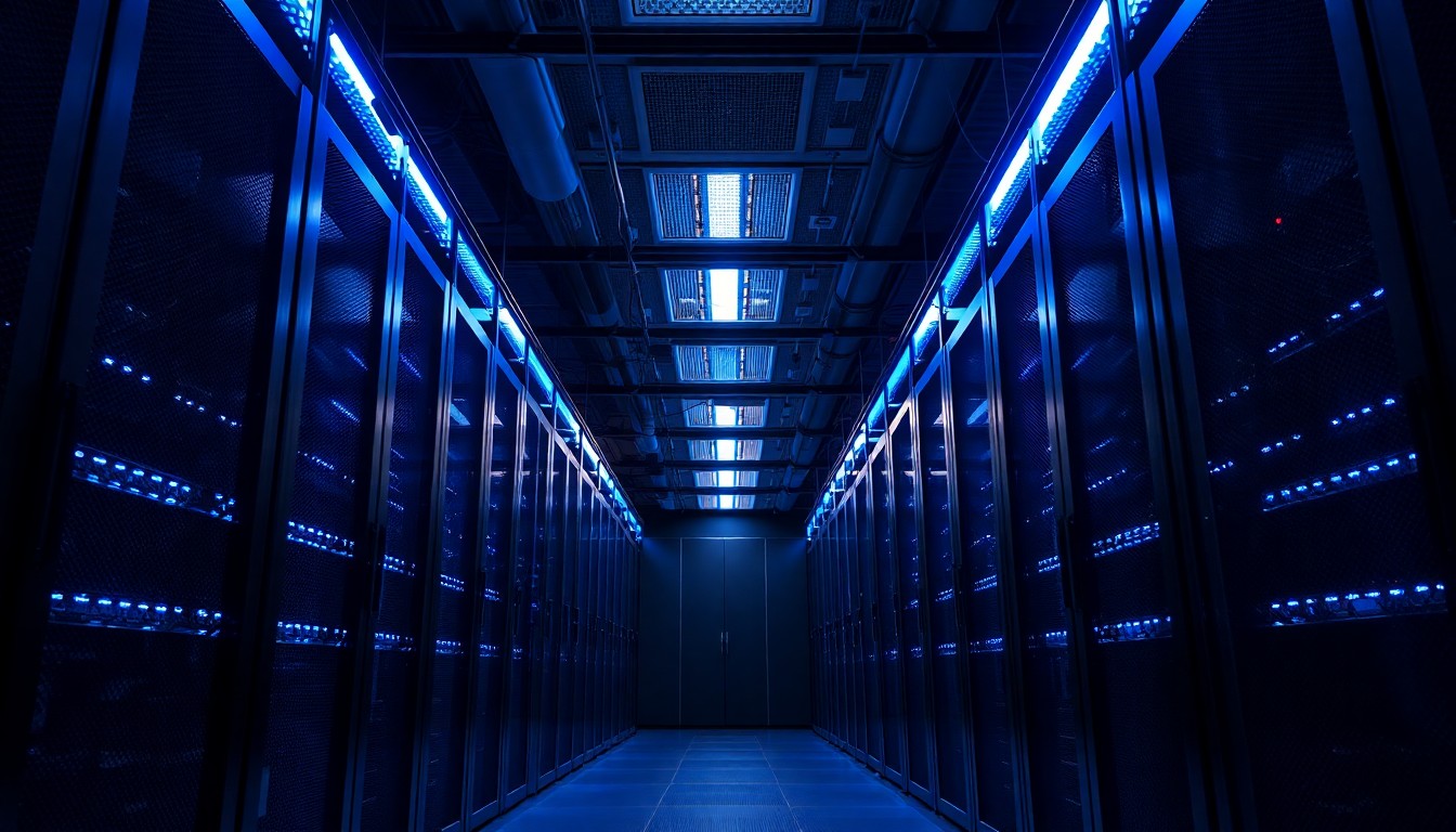 데이터 센터 서버실 내부 전경