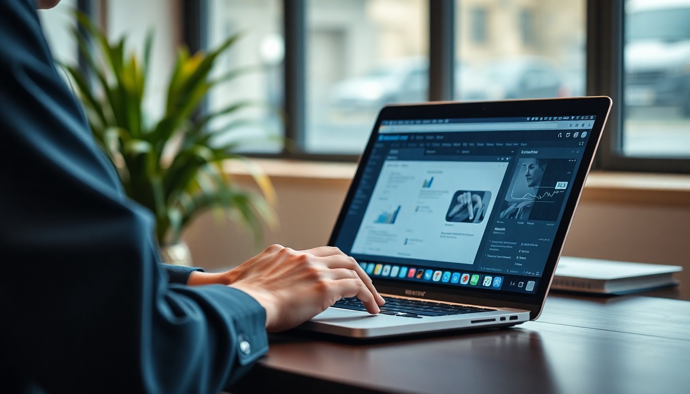 노트북으로 AI 서비스를 사용하는 모습