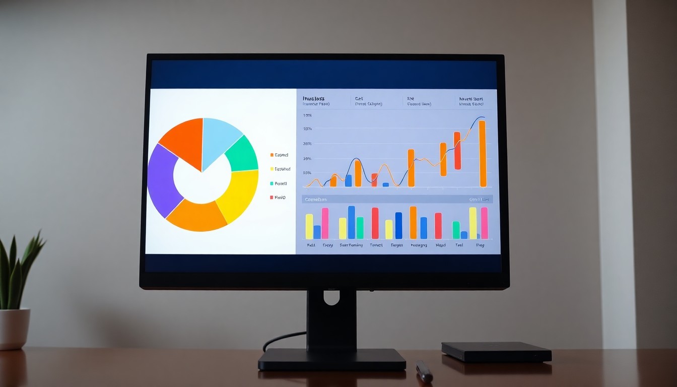 투자 포트폴리오 파이 차트와 모니터