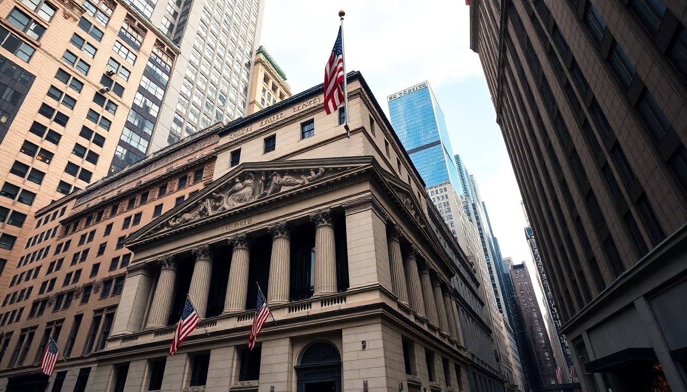 미국 뉴욕증권거래소 건물과 월스트리트