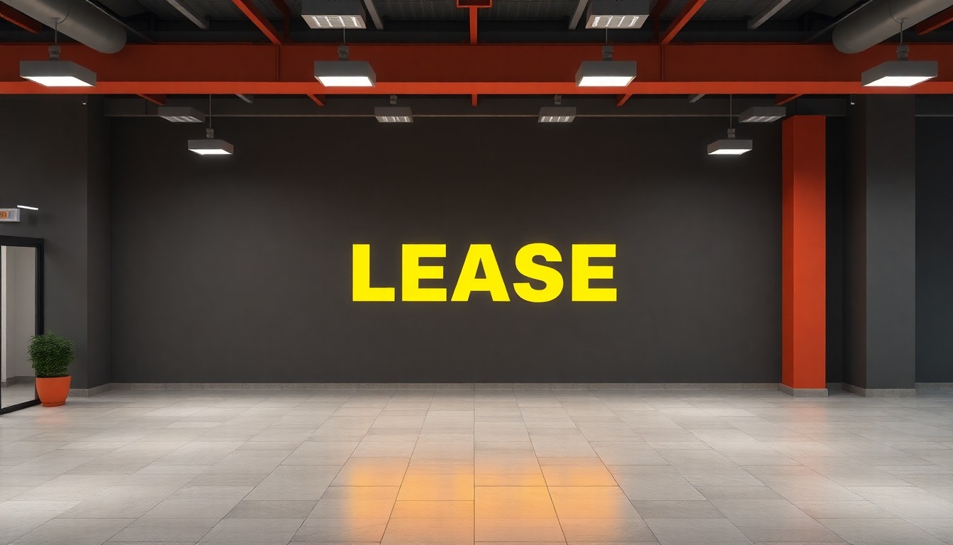 빈 상가에 임대 현수막이 걸린 모습