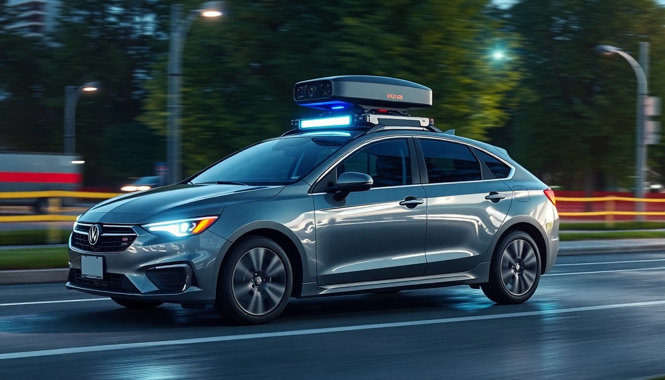 자율주행 센서 라이다가 장착된 차량