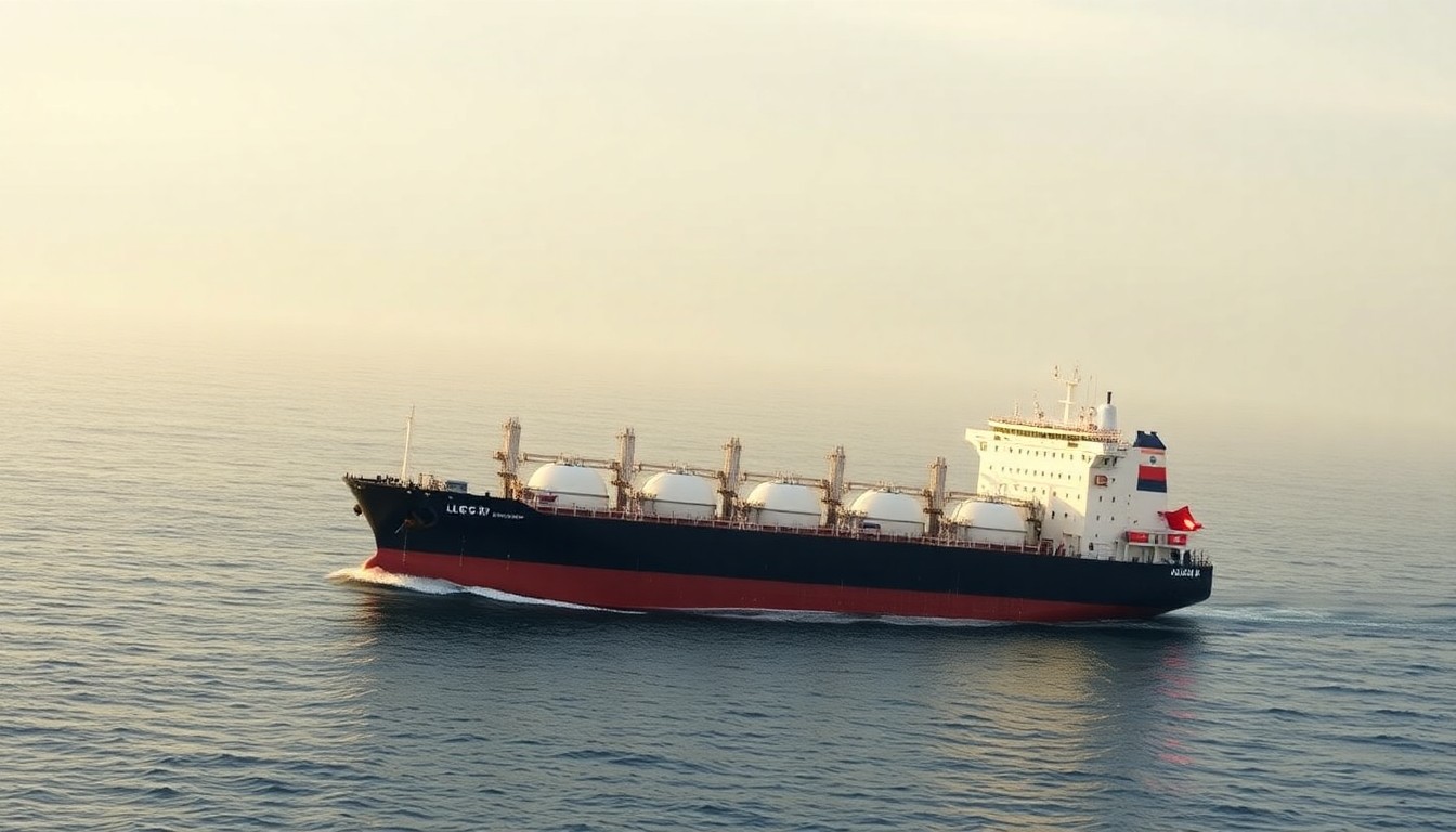 LNG 선박 항해 모습과 천연가스 시설