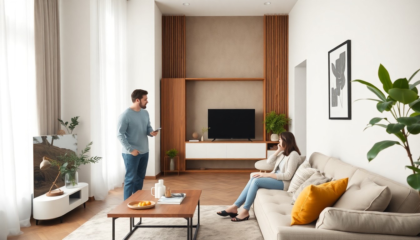 아파트 모델하우스에서 상담받는 가족