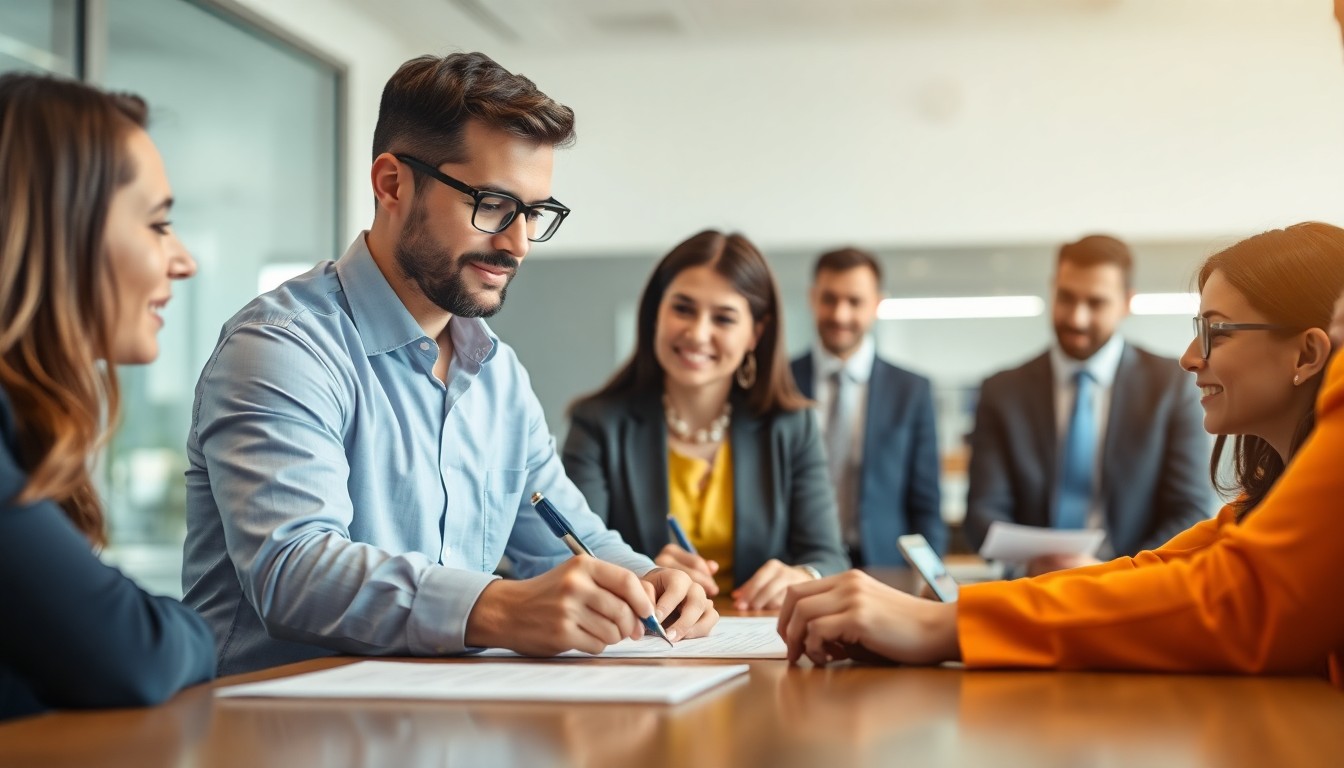 전세 계약 현장에서 서류 확인하는 모습
