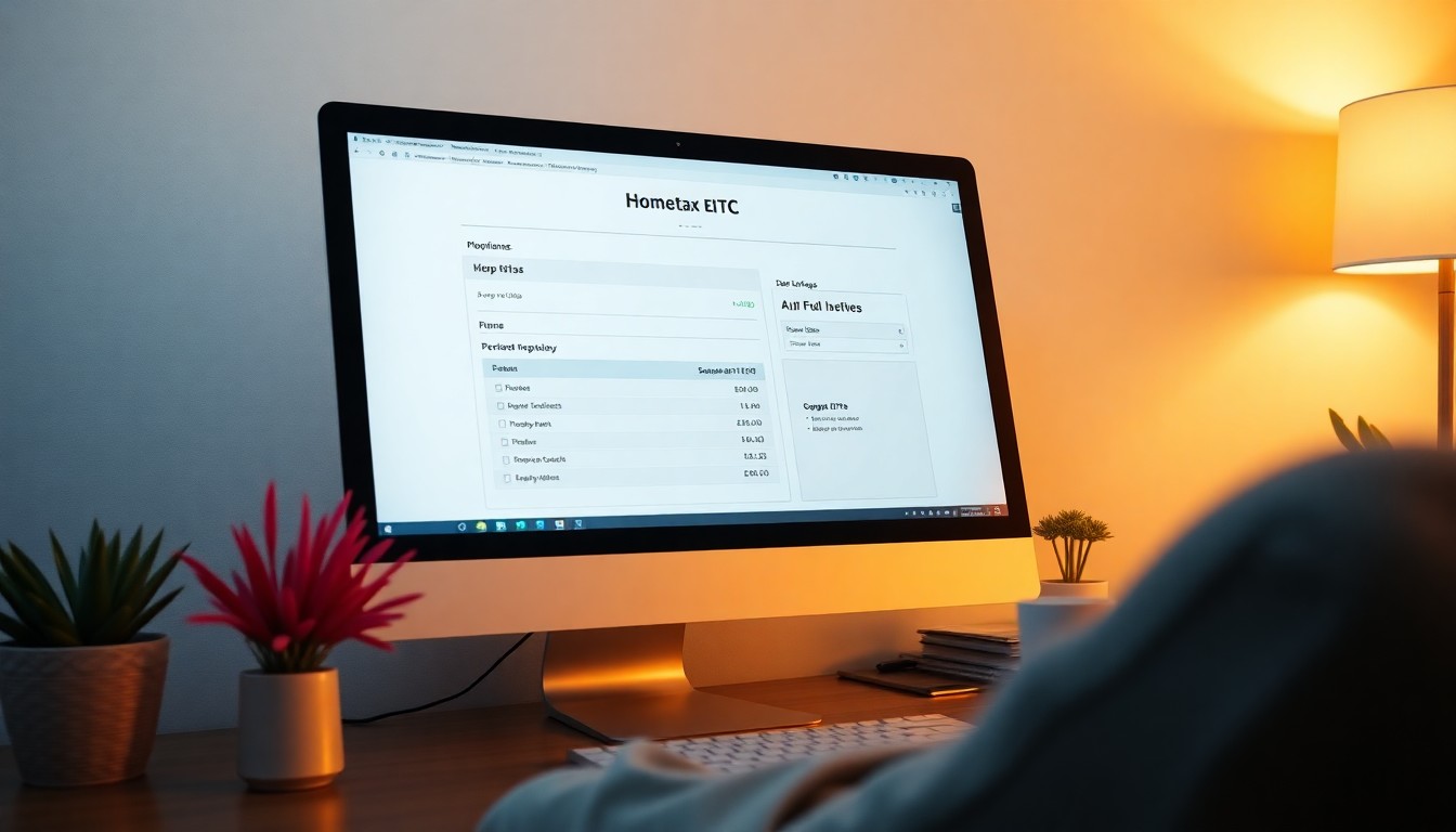 홈택스 근로장려금 신청 화면