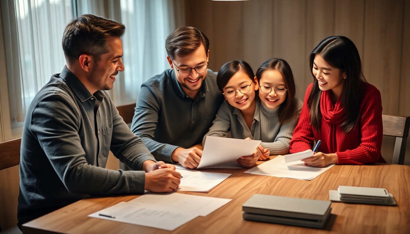가족이 함께 재정 계획을 세우는 모습