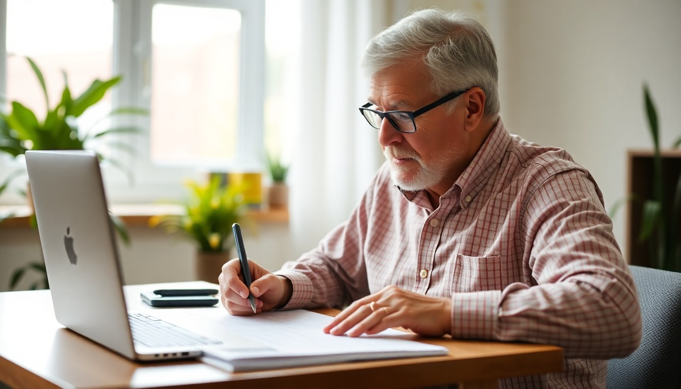 노후 재정 계획 문서와 노트북