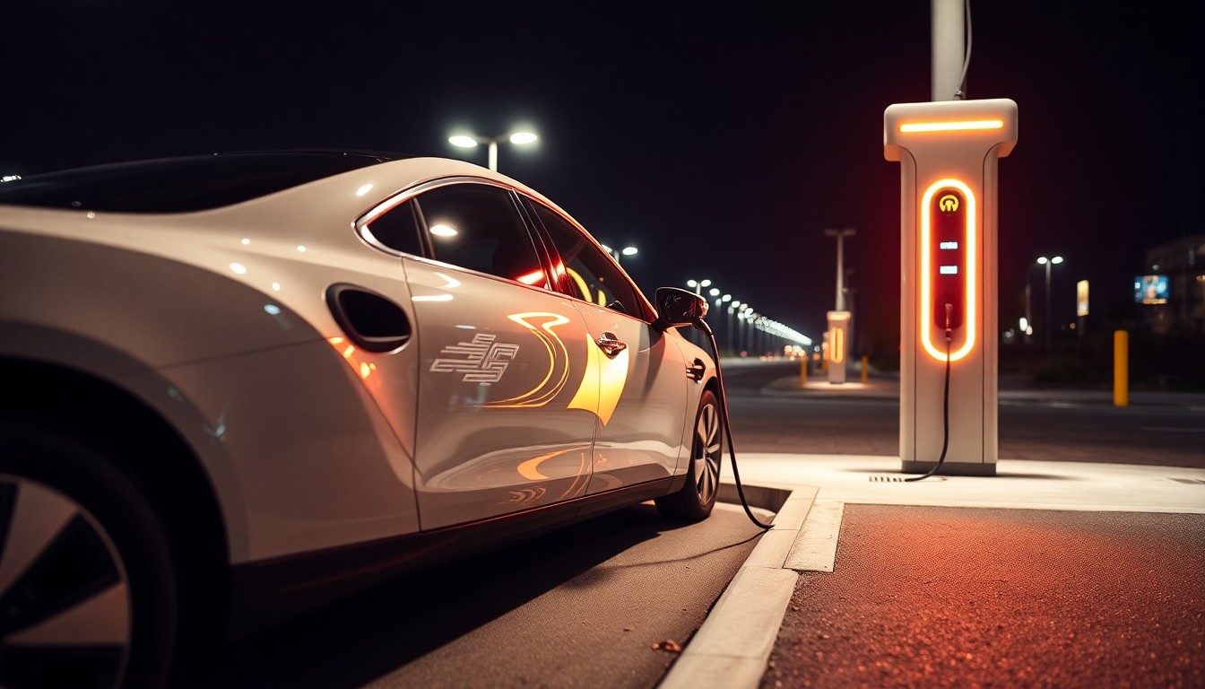 전기차 충전소에서 충전 중인 신차