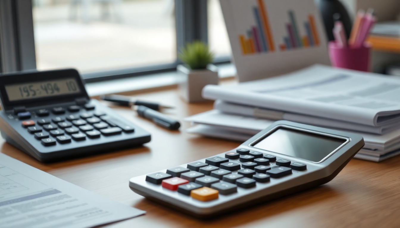 은퇴 계획 문서와 계산기가 놓인 책상