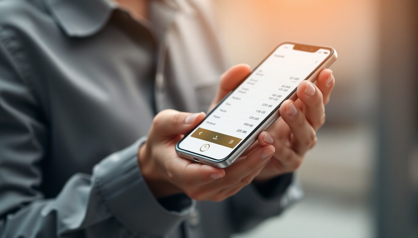 스마트폰 뱅킹 앱으로 금리 확인하는 모습